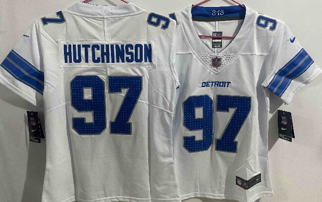 Women's Detroit Lions #97 Aidan Hutchinson White Vapor Untouchable Limited Stitched Jersey