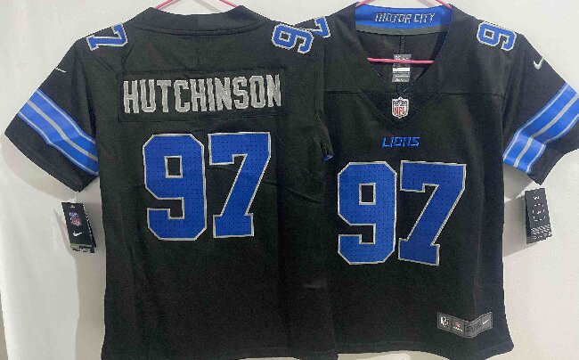 Women's Detroit Lions #97 Aidan Hutchinson Black Vapor Untouchable Limited Stitched Jersey
