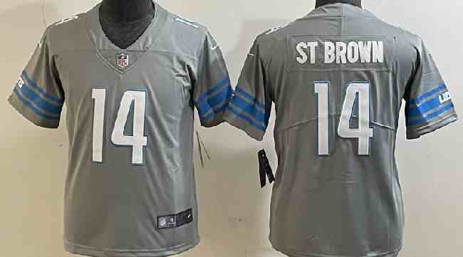 Women's Detroit Lions #14 Amon-Ra St. Brown Gray  Color Rush Limited Jersey