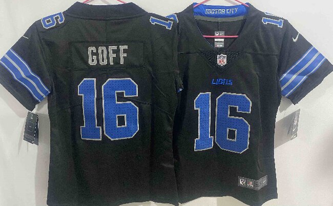Women's Detroit Lions #16 Jared Goff  Black Vapor Untouchable Limited Stitched Jersey