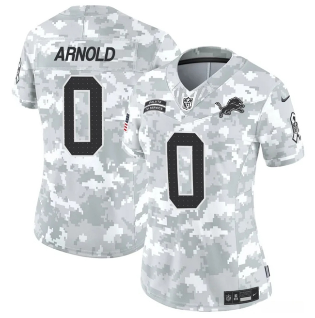 Women's Detroit Lions #0 Terrion Arnold 2024 F.U.S.E Arctic Camo Salute To Service Limited Stitched Jersey(Run Small)