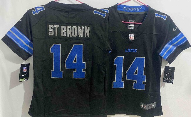 Women's Detroit Lions #14 Amon-Ra St. Brown Black Vapor Untouchable Limited Stitched Jersey