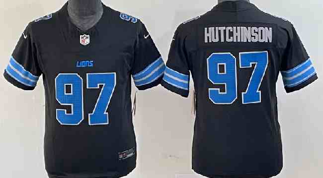 Women's Detroit Lions #97 Aidan Hutchinson Black  F.U.S.E.  Vapor Limited Stitched Jersey