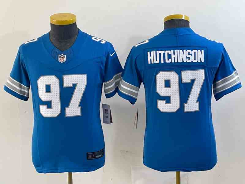 Women's Detroit Lions #97 Aidan Hutchinson Limited Blue F.U.S.E. Vapor Jersey