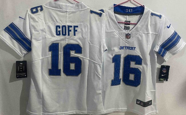 Women's Detroit Lions #16 Jared Goff  White Vapor Untouchable Limited Stitched Jersey