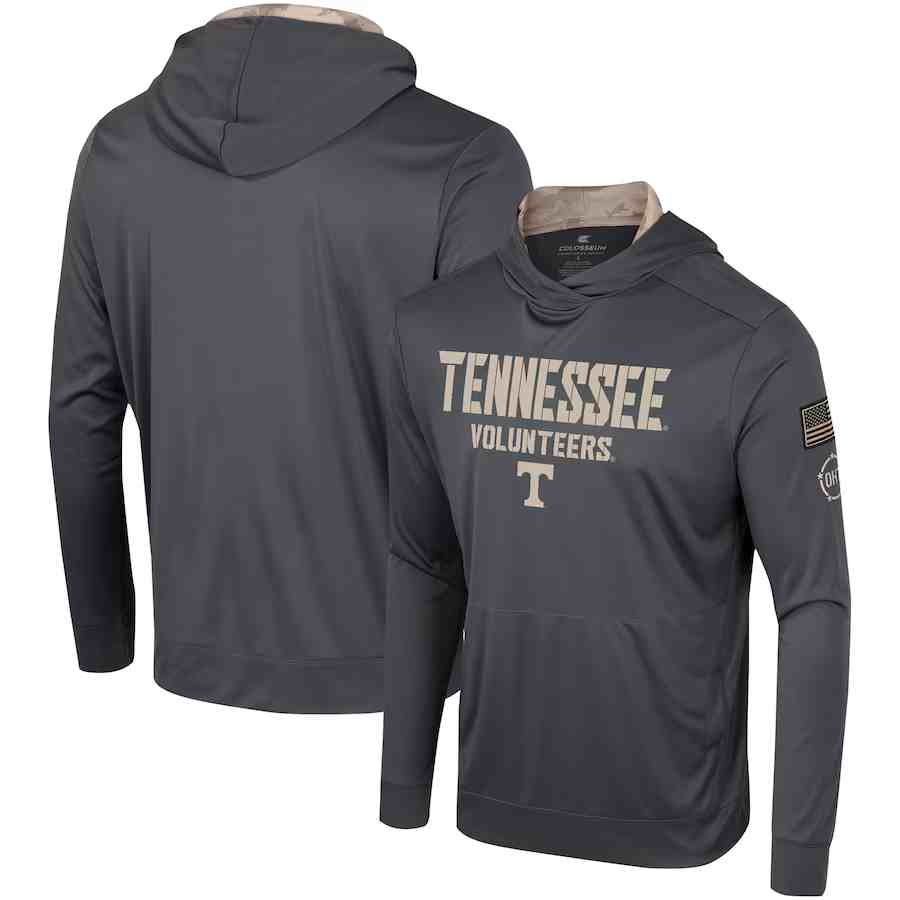 Men's Colosseum Charcoal Tennessee Volunteers OHT Military Appreciation Long Sleeve Hoodie T-Shirt