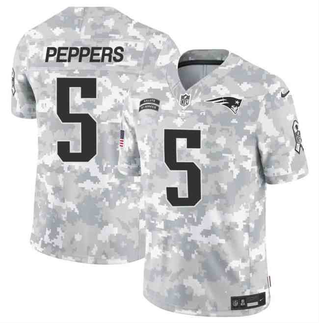 Men's New England Patriots #5 Jabrill Peppers 2024 F.U.S.E Arctic Camo Salute To Service Limited Stitched Jersey
