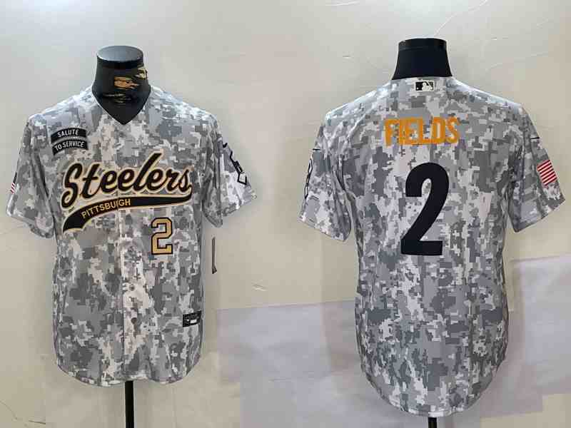 Men's Pittsburgh Steelers #3 Russell Wilson 2024 Arctic Camo Salute To Service Stitched Baseball  Jersey