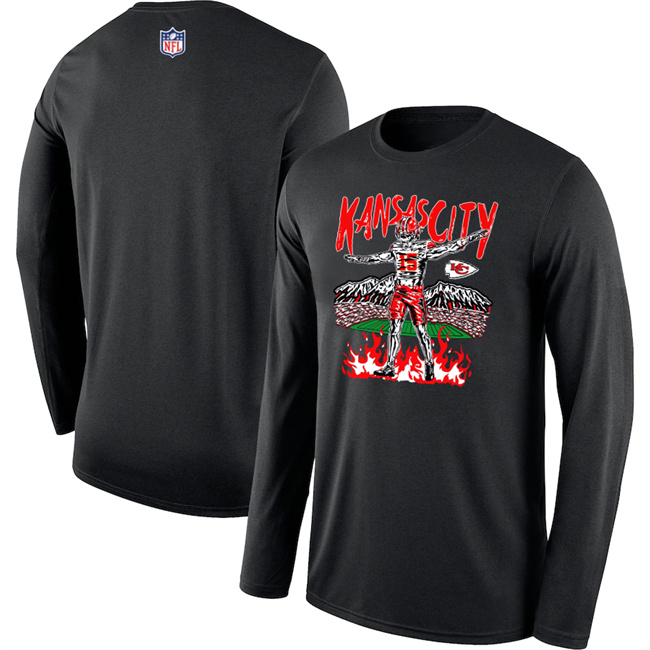 Men's Kansas City Chiefs Black  Long Sleeve T-Shirt
