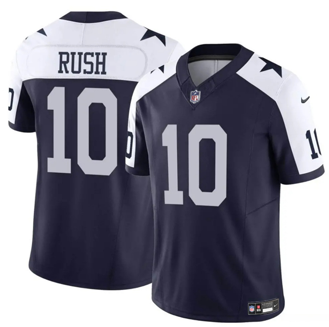 Men's Dallas Cowboys #10 Cooper Rush Navy White Thanksgiving Vapor Untouchable Limited Stitched Football Jersey