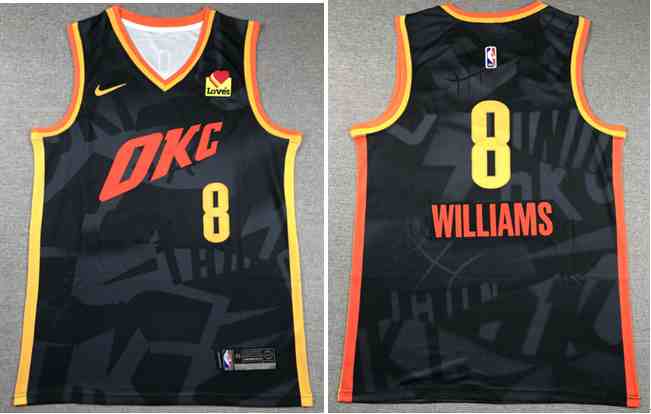 Men's Oklahoma City Thunder #8 Jalen Williams  Black 2024 City Edition Stitched Basketball Jersey