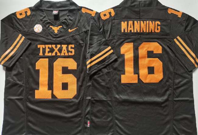 Men's Texas Longhorns #16 Peyton Manning Black F.U.S.E. Stitched Jersey
