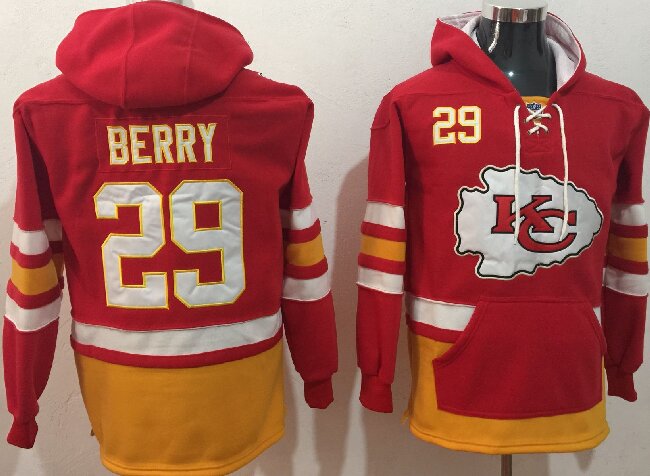 Men's Kansas City Chiefs #29 Eric Berry Red Ageless Must-Have Lace-Up Pullover Hoodie pocket