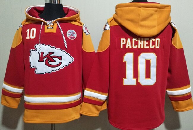 Men's Kansas City Chiefs #10 Isiah Pacheco Red yellow Ageless Must-Have Lace-Up Pullover Hoodie