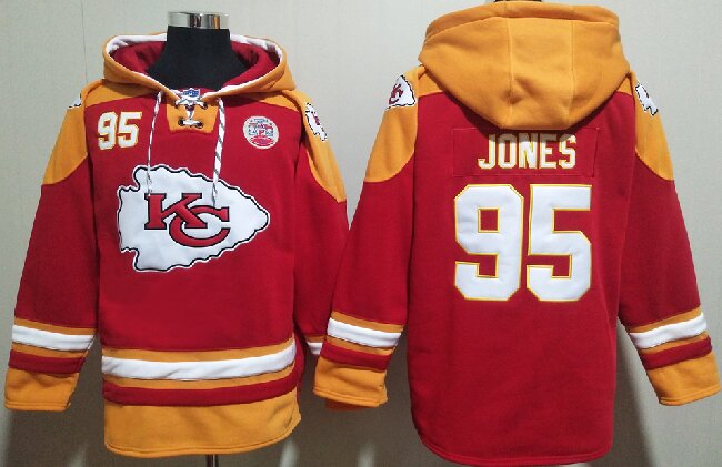 Men's Kansas City Chiefs #95 Chris Jones Red Ageless Must-Have Lace-Up Pullover Hoodie