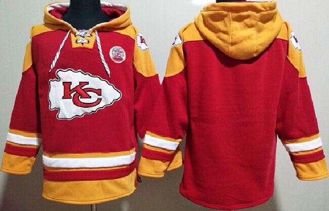 Men's Kansas City Chiefs Blank Red yellow Lace-Up Pullover  Hoodie