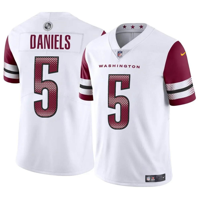 Women's Washington Commanders #5 Jayden Daniels White 2024 Draft Vapor Limited Stitched Football Jersey