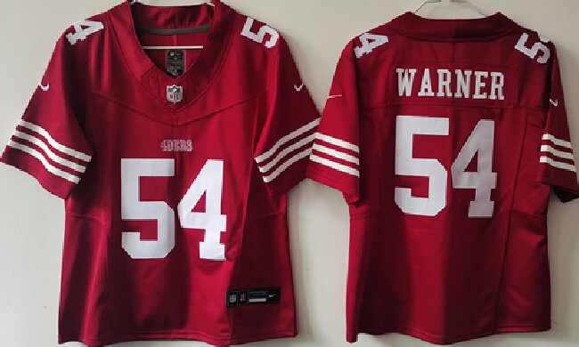 Women's San Francisco 49ers #54 Fred Warner Red F.U.S.E Vapor Untouchable Stitched Jersey(Run Small)