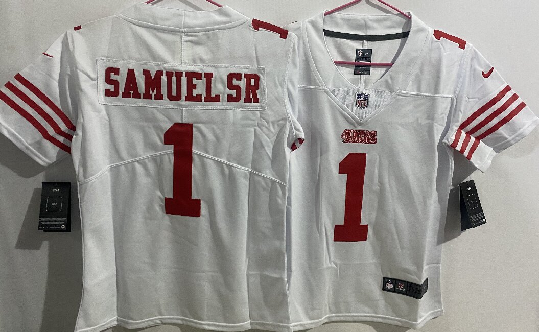 Women's San Francisco 49ers #1 Deebo Samuel Sr. White Vapor Untouchable Stitched Jersey(Run Small)