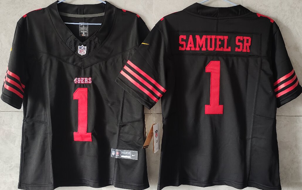 Women's San Francisco 49ers #1 Deebo Samuel Sr. Black F.U.S.E Vapor Untouchable Stitched Jersey(Run Small)