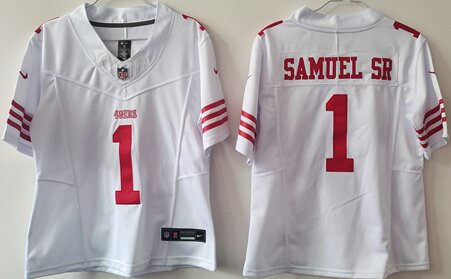 Women's San Francisco 49ers #1 Deebo Samuel Sr. White F.U.S.E Vapor Untouchable Stitched Jersey(Run Small)