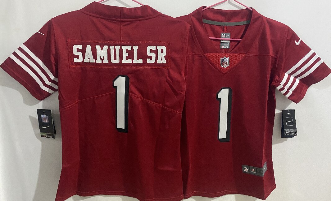 Women's San Francisco 49ers #1 Deebo Samuel Sr. Red Vapor Limited Jersey(Run Small)