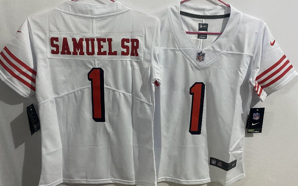 Women's San Francisco 49ers #1 Deebo Samuel Sr. White Vapor Limited Jersey(Run Small)