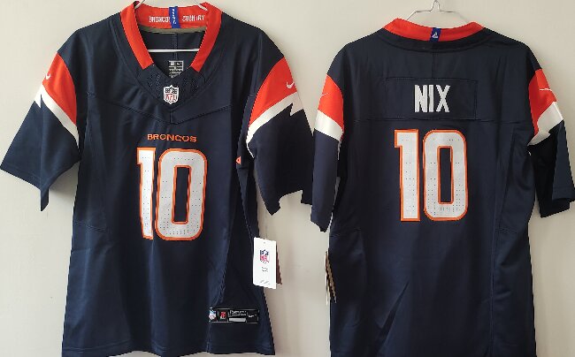 Women's Denver Broncos #10 Bo Nix Navy  F.U.S.E Alternate Stitched Jersey(Run Small)