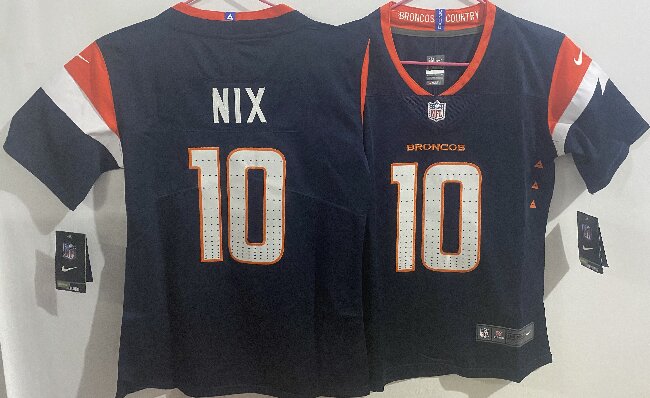 Women's Denver Broncos #10 Bo Nix  Navy Stitched Jersey(Run Small)