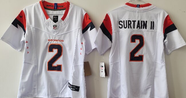 Youth Denver Broncos #2 Pat Surtain II White F.U.S.E. Vapor Stitched Jersey(Run Small)