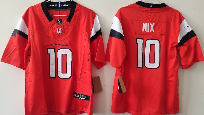 Youth Denver Broncos #10 Bo Nix Orange F.U.S.E. Alternate Stitched Jersey(Run Small)