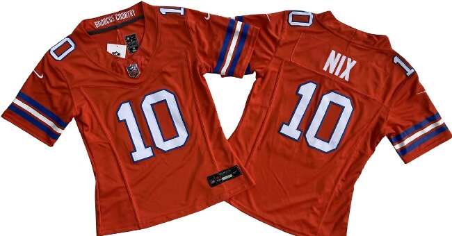 Youth Denver Broncos Bo Nix Nike Orange Alternate Mile High Collection 1977 Throwback Vapor F.U.S.E. Limited Jersey