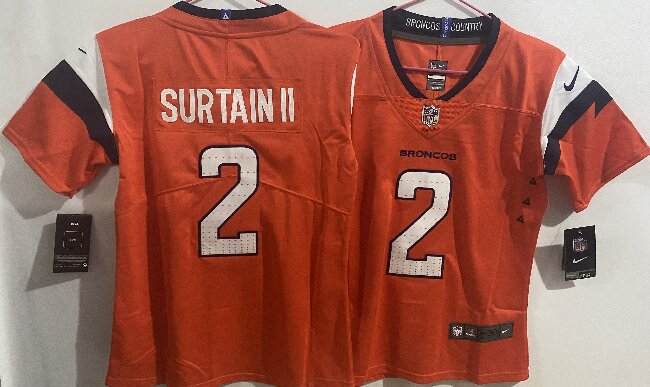 Youth Denver Broncos #2 Pat Surtain II Orange Stitched Jersey(Run Small)