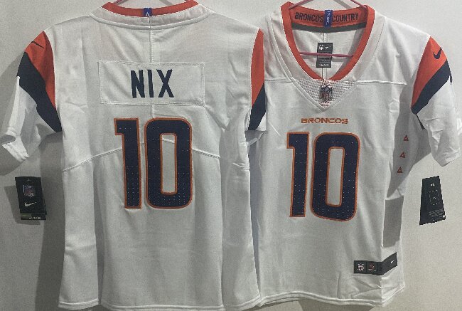 Youth Denver Broncos #10 Bo Nix  White Stitched Jersey(Run Small)
