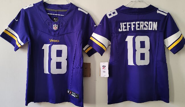 Women's Minnesota Vikings #18  Justin Jefferson  Purple Vapor F.U.S.E. Limited Jersey