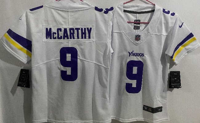 Women's Minnesota Vikings #9 J.J. McCarthy White Vapor  Limited Jersey