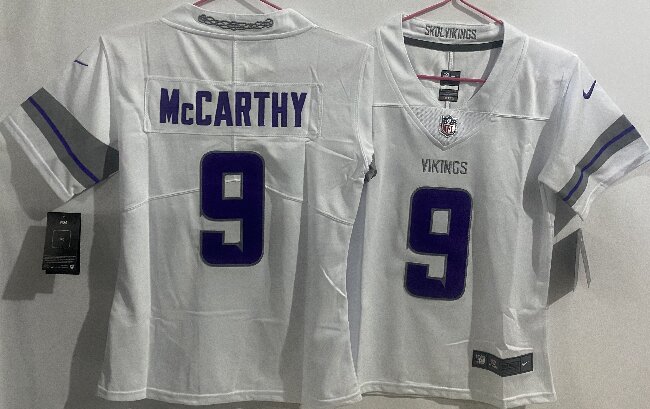 Women's Minnesota Vikings #9 J.J. McCarthy  White Alternate Vapor Limited Jersey