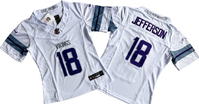 Women's Minnesota Vikings #18 Justin Jefferson  White Alternate Vapor F.U.S.E. Limited Jersey