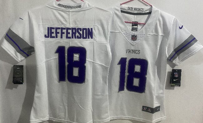 Women's Minnesota Vikings #18 Justin Jefferson  White Alternate Vapor Limited Jersey