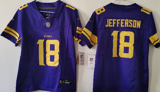Youth Minnesota Vikings #18 Justin Jefferson Purple Color Rush F.U.S.E. Limited Football Stitched Jersey(Run Small)