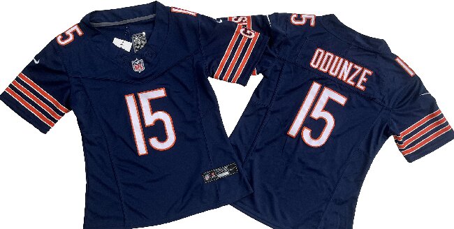 Women's Chicago Bears 15# Rome Odunze  Navy Vapor F.U.S.E. Limited Jersey