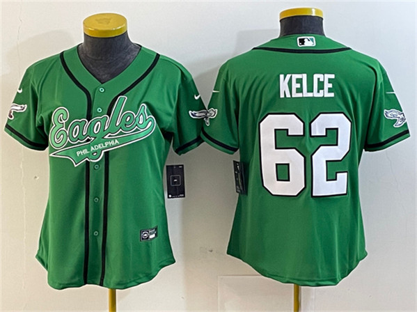 Youth Philadelphia Eagles #62 Jason Kelce Green Cool Base Stitched Baseball Jersey(Run Small)