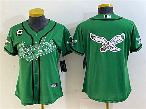 Youth Philadelphia Eagles Green Team Big Logo With 3-Star C Patch Cool Base Stitched Baseball Jerseys