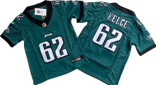Women's Philadelphia Eagles 62# Jason Kelce Midnight Green Vapor F.U.S.E. Limited Jersey