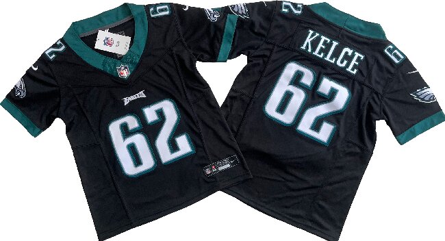 Women's Philadelphia Eagles 62# Jason Kelce Black Vapor F.U.S.E. Limited Jersey