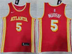 Men's Atlanta Hawks #5 Dejounte Murray Red Stitched Jersey