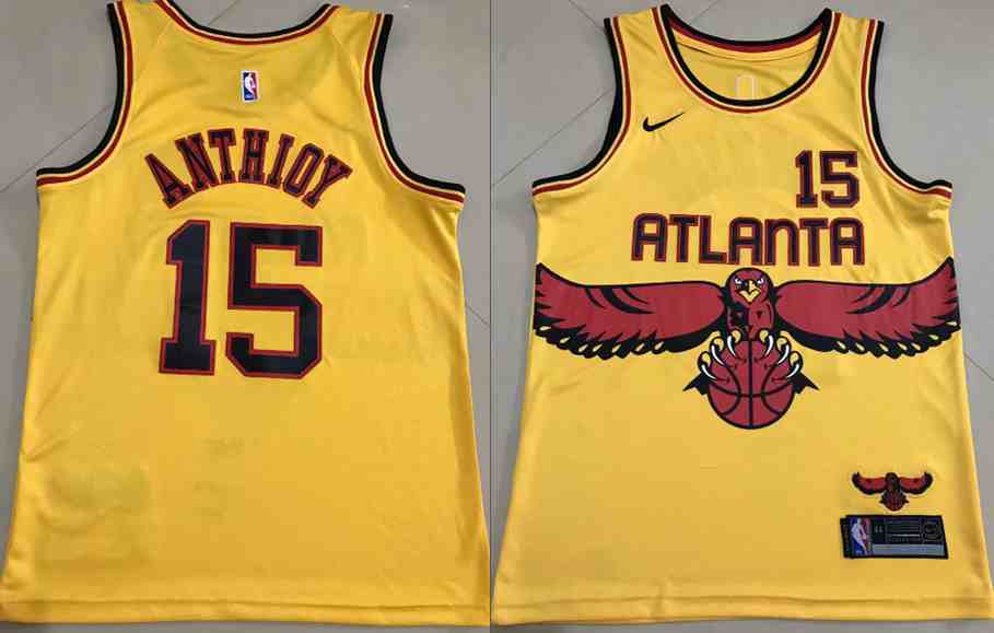 Men's Atlanta Hawks #15 Clint Capela 2021-22 Yellow City Edition Stitched Jersey