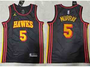 Men's Atlanta Hawks #5 Dejounte Murray Black Stitched Jersey