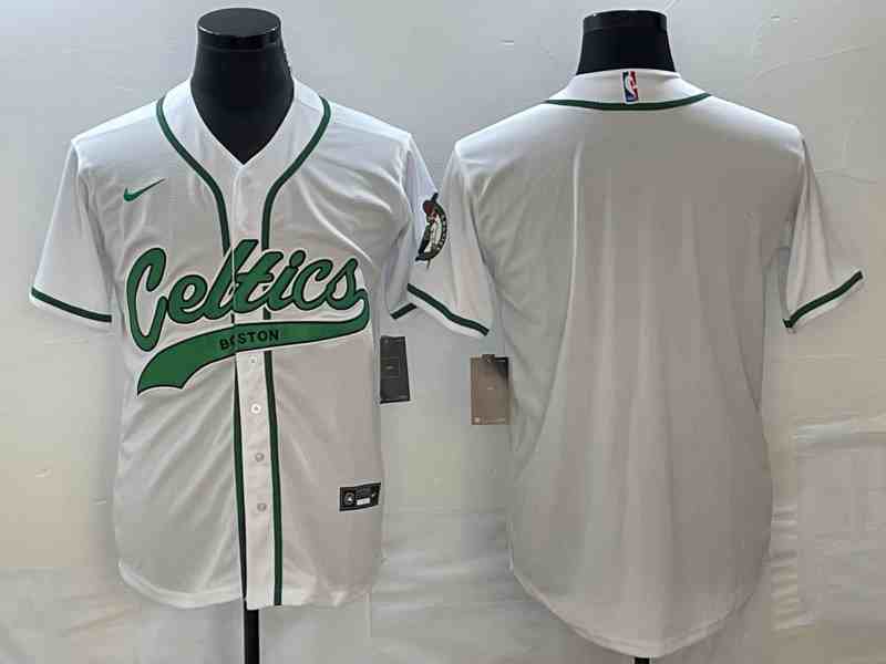 Men's Boston Celtics Blank White button jersey