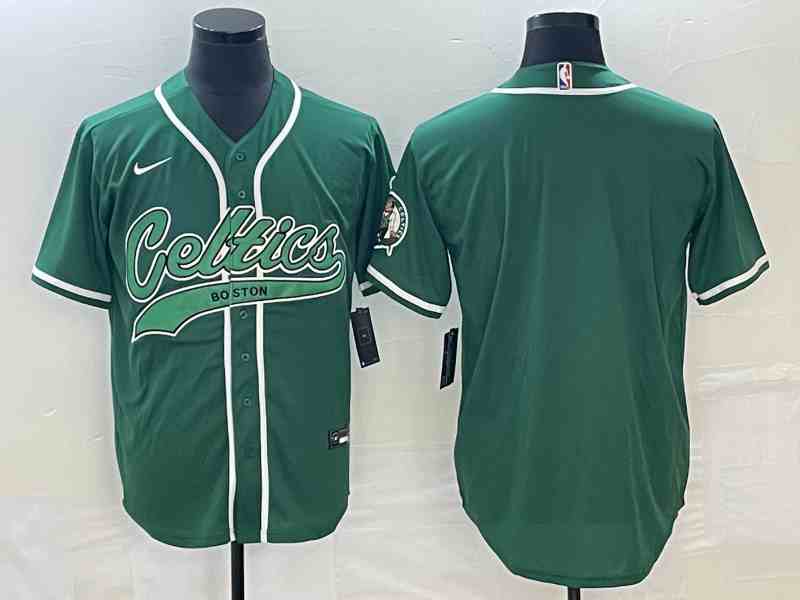 Men's Boston Celtics Blank Green button jersey